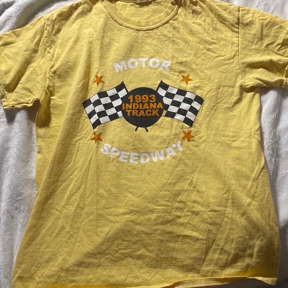 yellow brandy melville motor speedway t shirt.